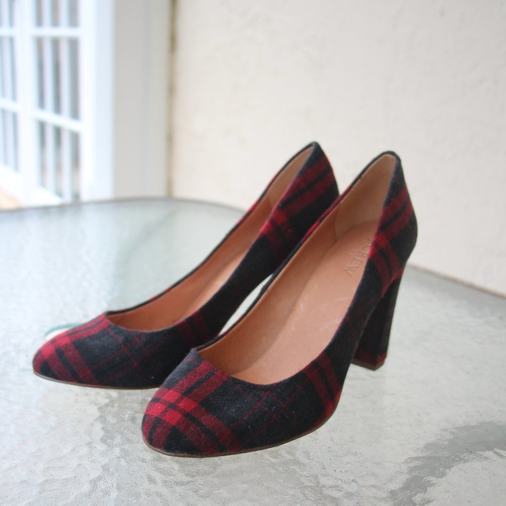 J. Crew Plaid Tartan Block Pumps